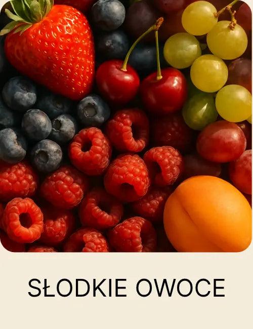 Słodkie owoce, truskawka, maliny, czereśniem winogrona, borówki i morele